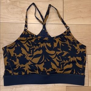 CJLA Oakley Mesh Back Sports Bra in Mustard/Navy